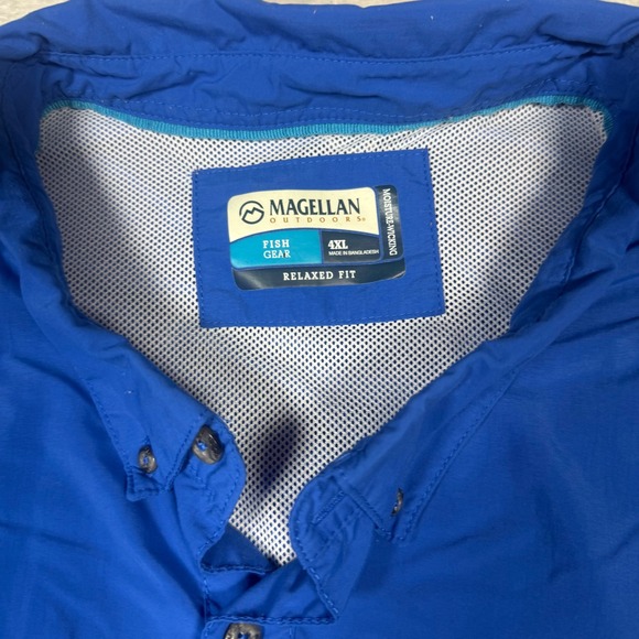 Magellan Outdoors Nylon Fishing Shirt 4XL Blue‎ Button Up Short Sleeve Relaxed - Picture 2 of 10
